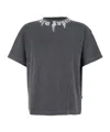 Palm Angels Gradient Gray Cotton T-shirt With Contrast Print In Gray