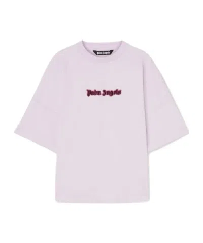 PALM ANGELS PALM ANGELS LOGO EMBROIDERED DROP SHOULDER T-SHIRT