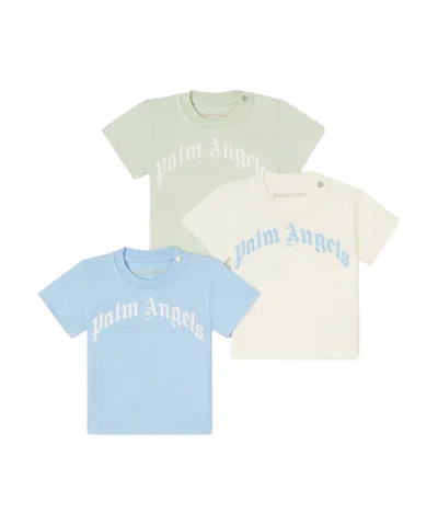 Palm Angels Short-sleeved T-shirt Three-piece Set In White