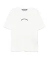 Palm Angels White Black Curved Logo T-shirt In White
