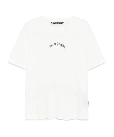 PALM ANGELS PALM ANGELS CURVED-LOGO PRINTED CREWNECK T-SHIRT
