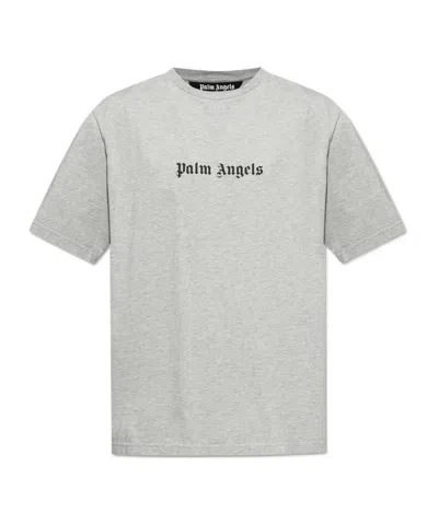 PALM ANGELS PALM ANGELS LOGO PRINTED CREWNECK T-SHIRT