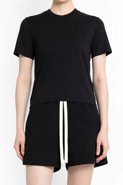 Palm Angels Logo-embroidered Cotton T-shirt In Black