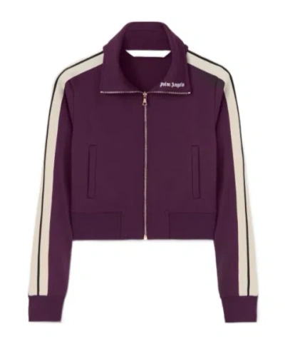 PALM ANGELS PALM ANGELS LOGO EMBROIDERED ZIP-UP CROPPED JACKET