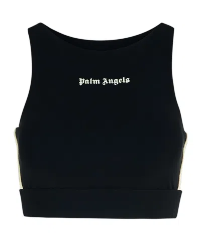 PALM ANGELS PALM ANGELS LOGO EMBROIDERED CROPPED TOP