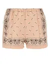 Palm Angels Paisley Print Linen Blend Shorts In Brown