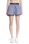 Palm Angels Classic Logo Striped Shorts In Blue