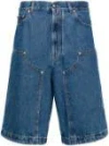 Palm Angels Monogram-embroidered Denim Shorts In Blue