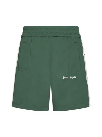 Palm Angels Shorts In Forest Green White