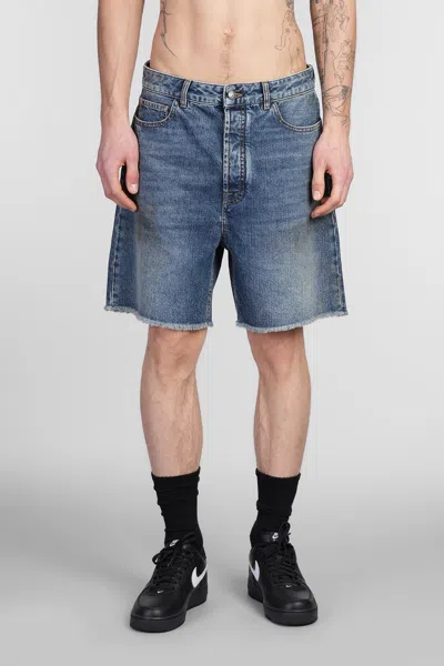 Palm Angels Shorts In Blue Denim