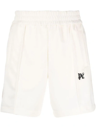Palm Angels Shorts Sportivo Con Monogram In White