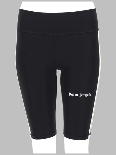 Palm Angels Track Biker Shorts Logo Elastic Waistband In Black