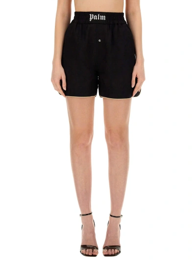 Palm Angels Shorts With Logo In Nero