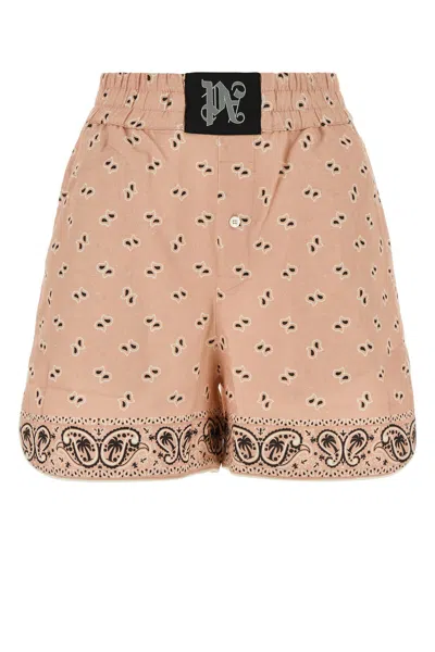 PALM ANGELS PALM ANGELS PRINTED LINEN BLEND SHORTS