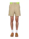 Palm Angels Side Band Bermuda Shorts In Neutral