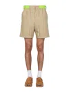 Palm Angels Side Band Bermuda Shorts In Beige