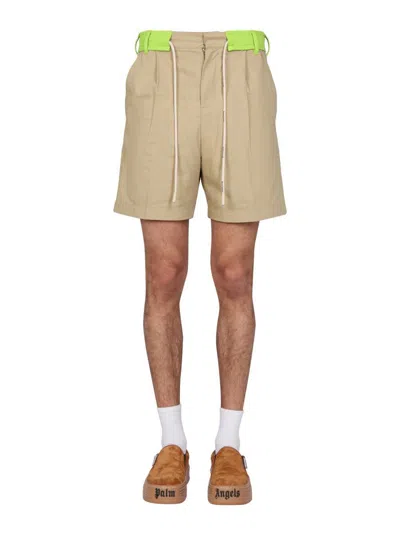 Palm Angels Men Side Band Bermuda Shorts In Beige