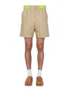 Palm Angels Side Band Bermuda Shorts In Beige