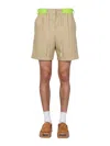 Palm Angels Side Band Bermuda Shorts In Neutral