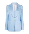 Palm Angels Light Blue Side-stripe Buttoned Blazer In Blue