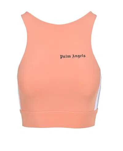 Palm Angels Side-stripe Cropped Top In Pink
