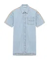 Palm Angels Side-stripe Denim Shirtdress In Blue