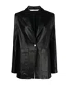 Palm Angels Side Stripe Leather Blazer In Black