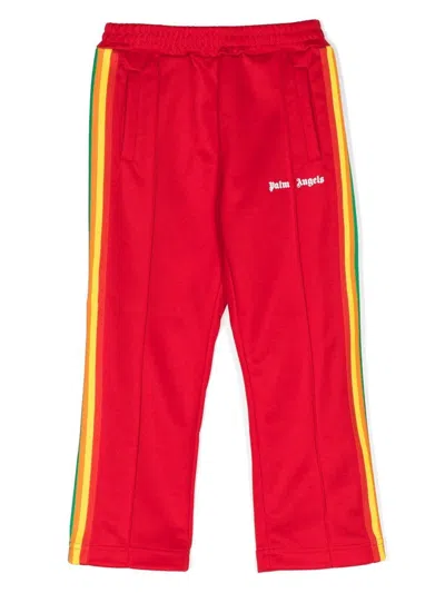Palm Angels Kids' Side-stripe Logo Track Pants In Red
