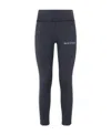 Palm Angels Side-stripe Mélange-effect Leggings In Black