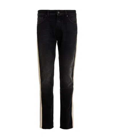 Palm Angels Side-stripe Slim-cut Jeans In Black