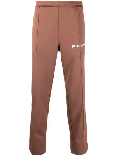 Palm Angels Logo-printed Stripe Track Pants In Marrone