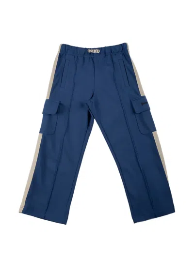 Palm Angels Kids' Side-stripe Cargo Pants In Blue