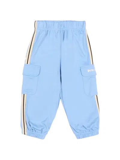 Palm Angels Babies' Side-stripe Cargo Trousers In Blue