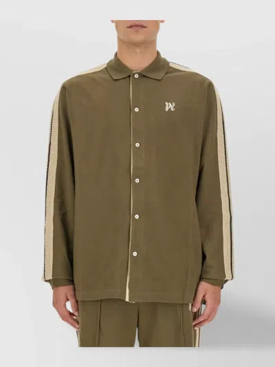 Palm Angels Signature Stripe Detail Shirt In Military Green