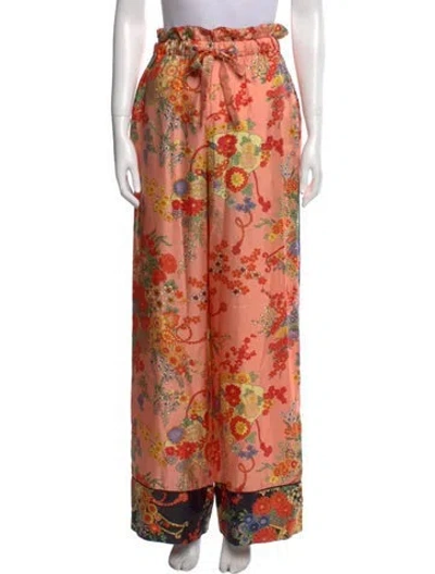 Pre-owned Palm Angels Silk Wide Leg Pants In Pink