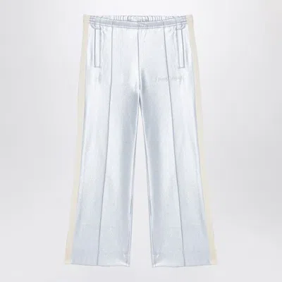 Palm Angels Silver Trousers With Logo In Grey