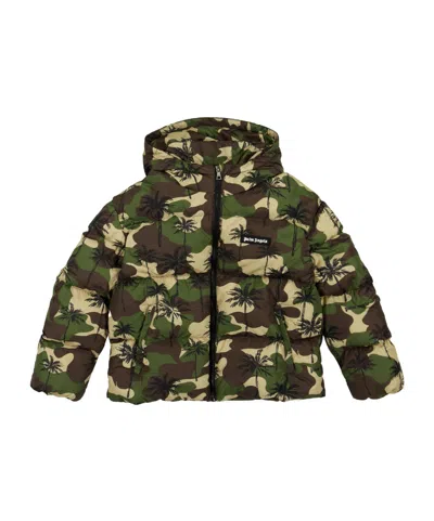 Palm Angels Kids' Simple Down Jacket In Green