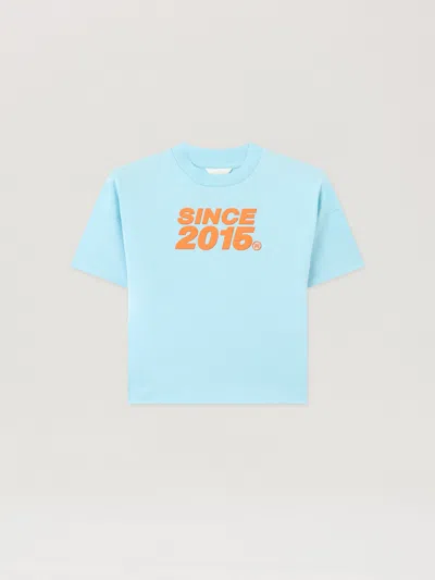 Palm Angels Kids' Since 2015 Over T-shirt In Blue