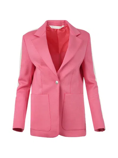 Palm Angels Single Breasted Stripe-trim Blazer In Pink