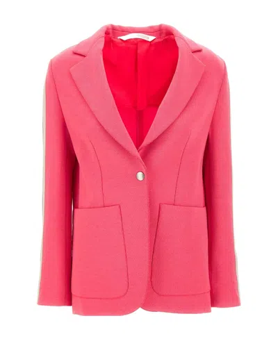 Palm Angels Single Breasted Stripe-trim Blazer In Red