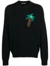 Palm Angels Black Wool Blend Sweater In Black Green