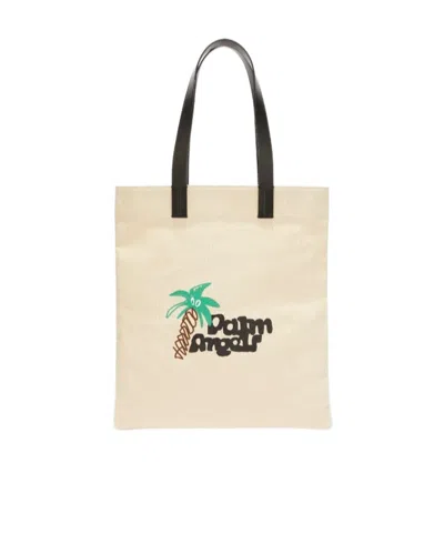 Palm Angels Sketchy Logo-print Tote Bag In Nude