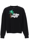 Palm Angels Logo-print Organic Cotton Sweatshirt In Black Whit