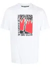 PALM ANGELS SKI CLUB GRAPHIC COTTON T-SHIRT IN WHITE/BLACK FOR MEN