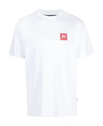 Palm Angels Ski Club Logo Patch Crewneck T-shirt In White