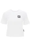 Palm Angels Logo Print Cotton T-shirt In White Black (white)