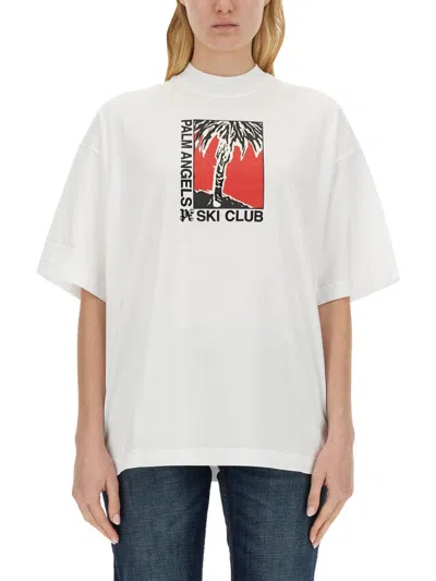 Palm Angels 'ski Club' T-shirt In White