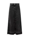 Palm Angels Black Split Denim Maxi Skirt In Black