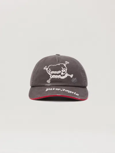 Palm Angels Skull Logo Cap In Brown