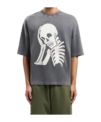 PALM ANGELS SKULL-PRINT WASHED T-SHIRT